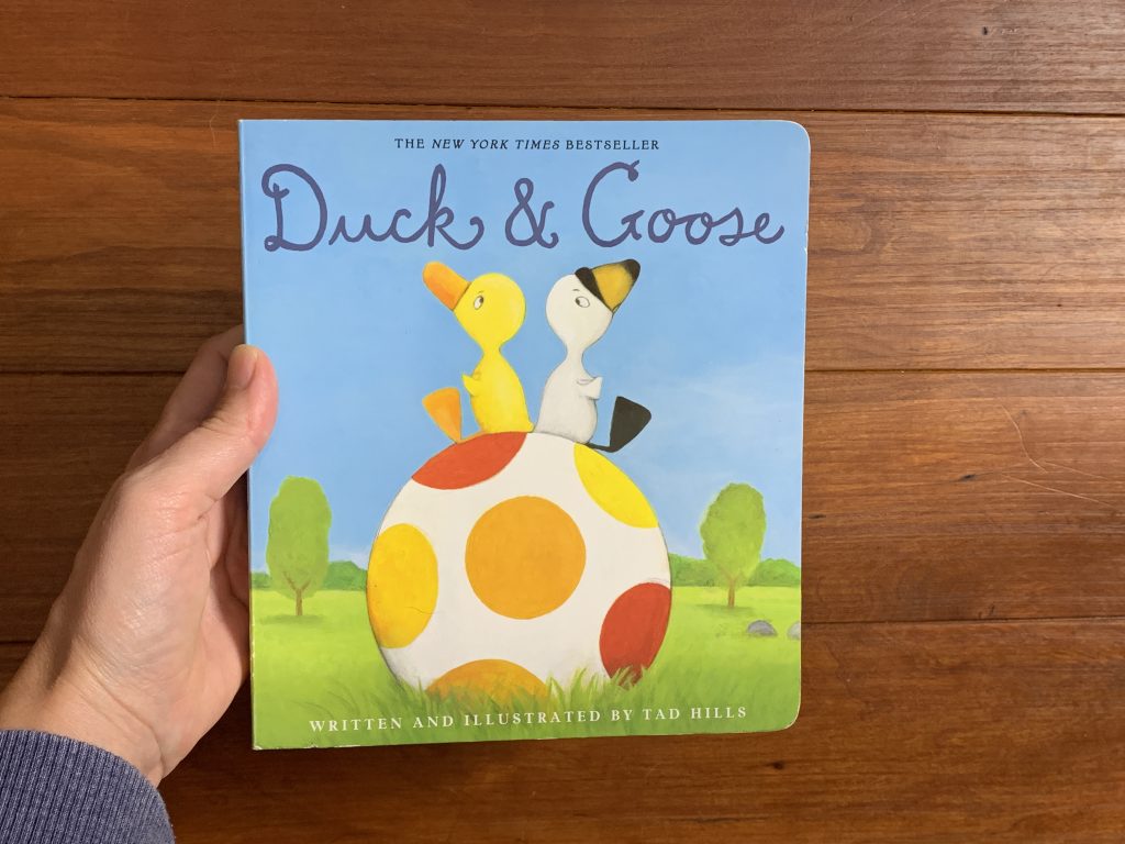 This is a picture of the book Duck & Goose by Tad Hills. It is a fun read aloud book for speech therapy and kindergarten classrooms
