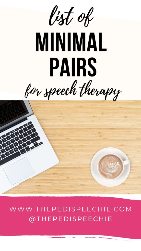 List of minimal pairs for speech therapy organized by phonological processes