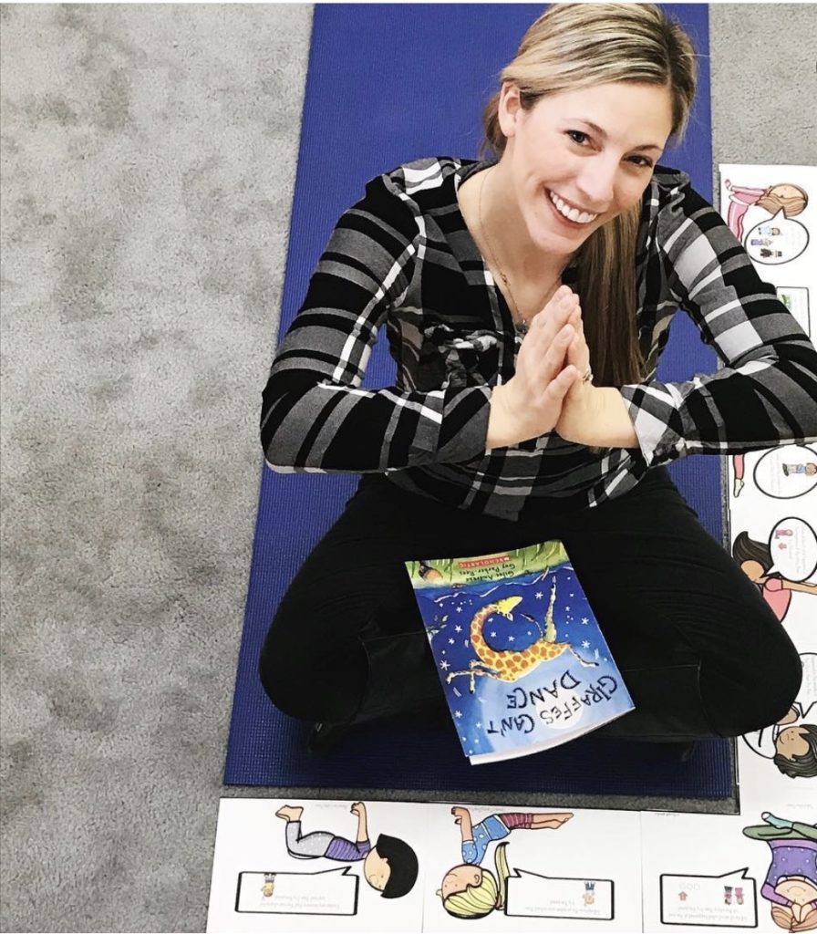 This image shows a story retell activity paired with yoga- perfect for movement based learning